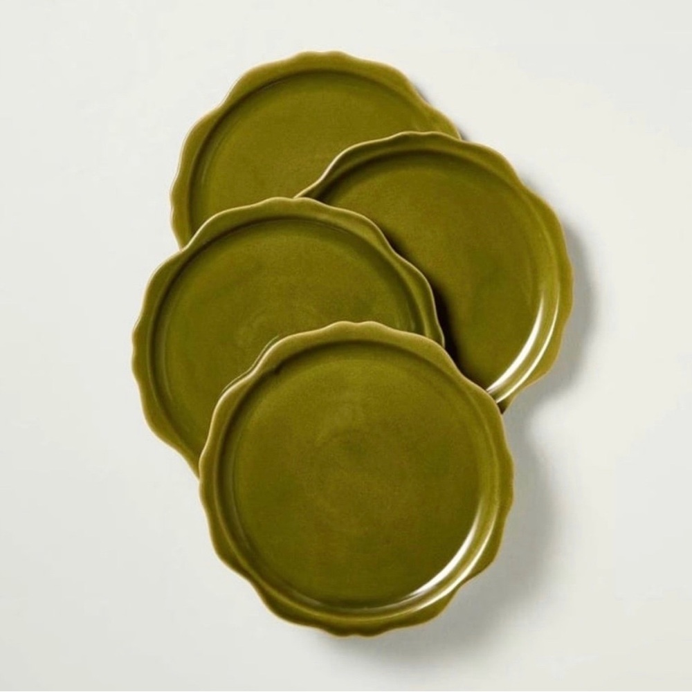 (Set of 4) Carved Edge Salad Plate Green - Hearth & Hand with Magnolia